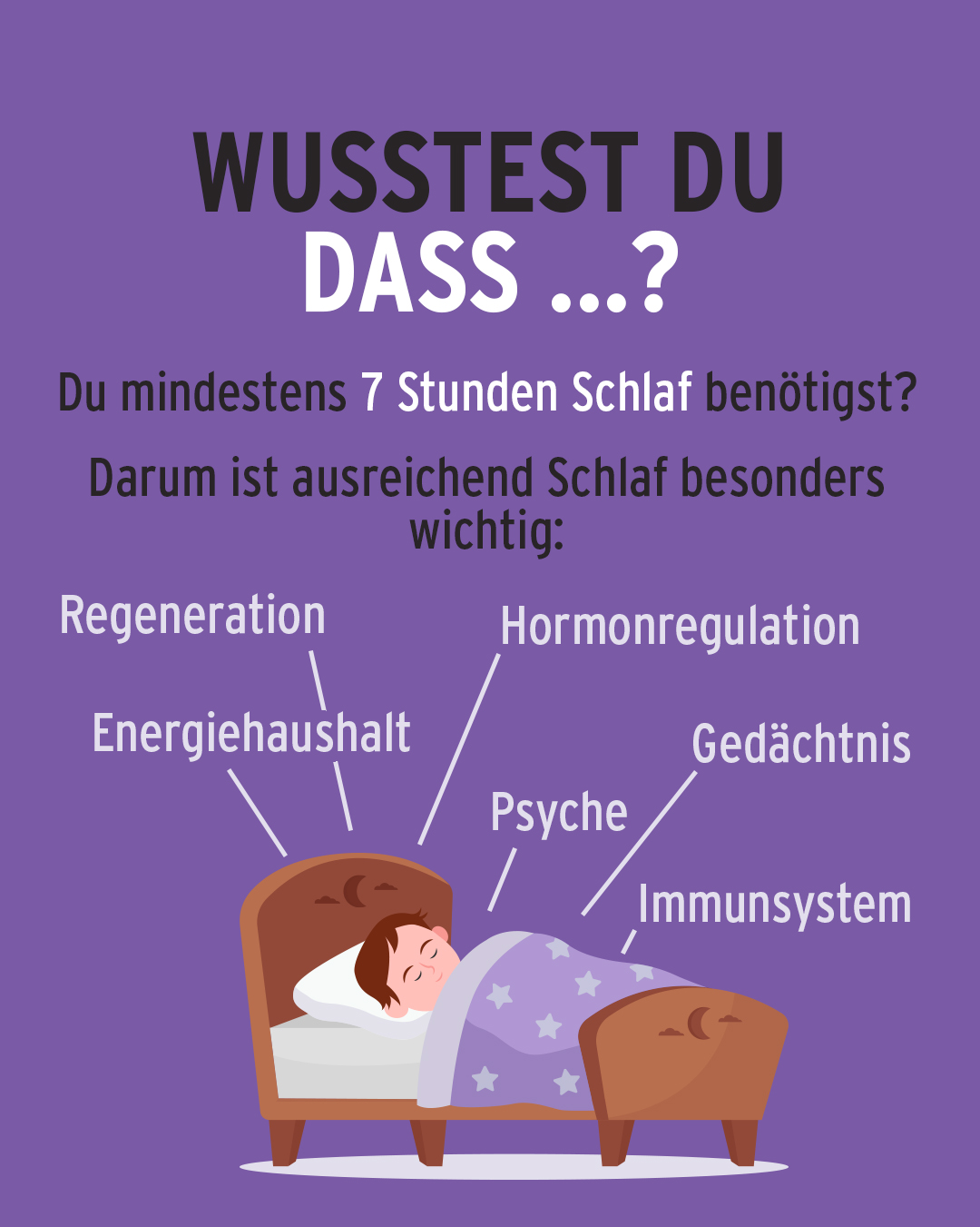 7 Stunden Schlaf